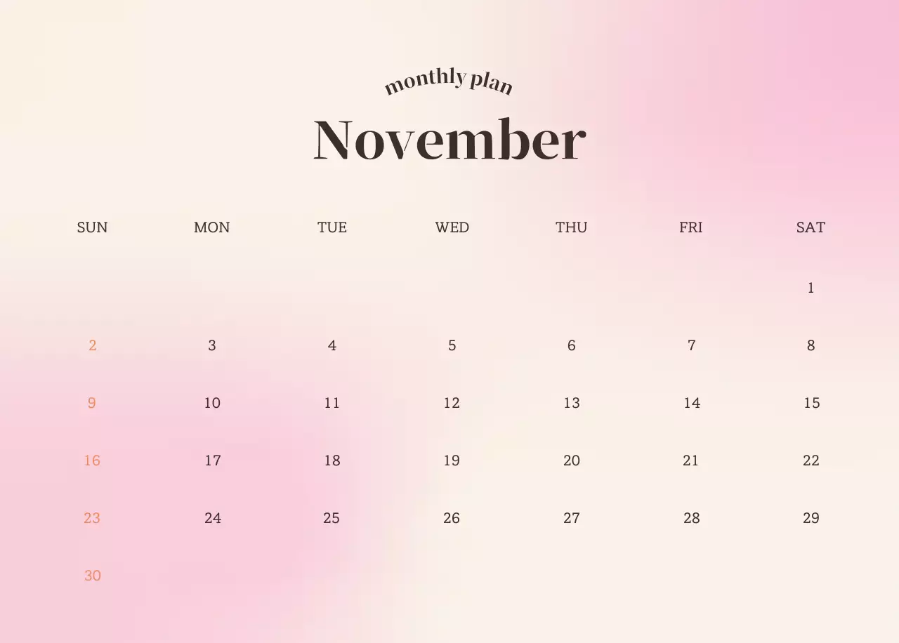 Gradient Minimalist Calendar