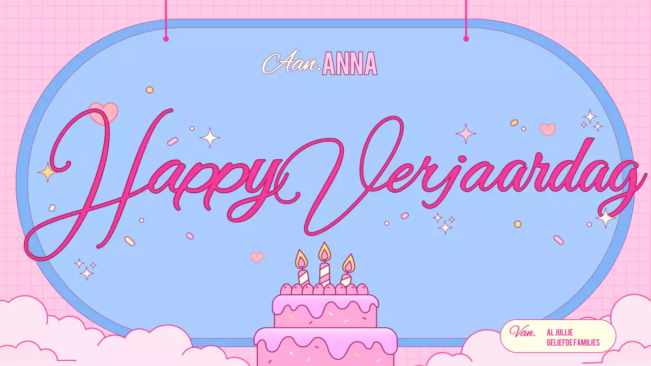 roze trendy verjaardagskaart