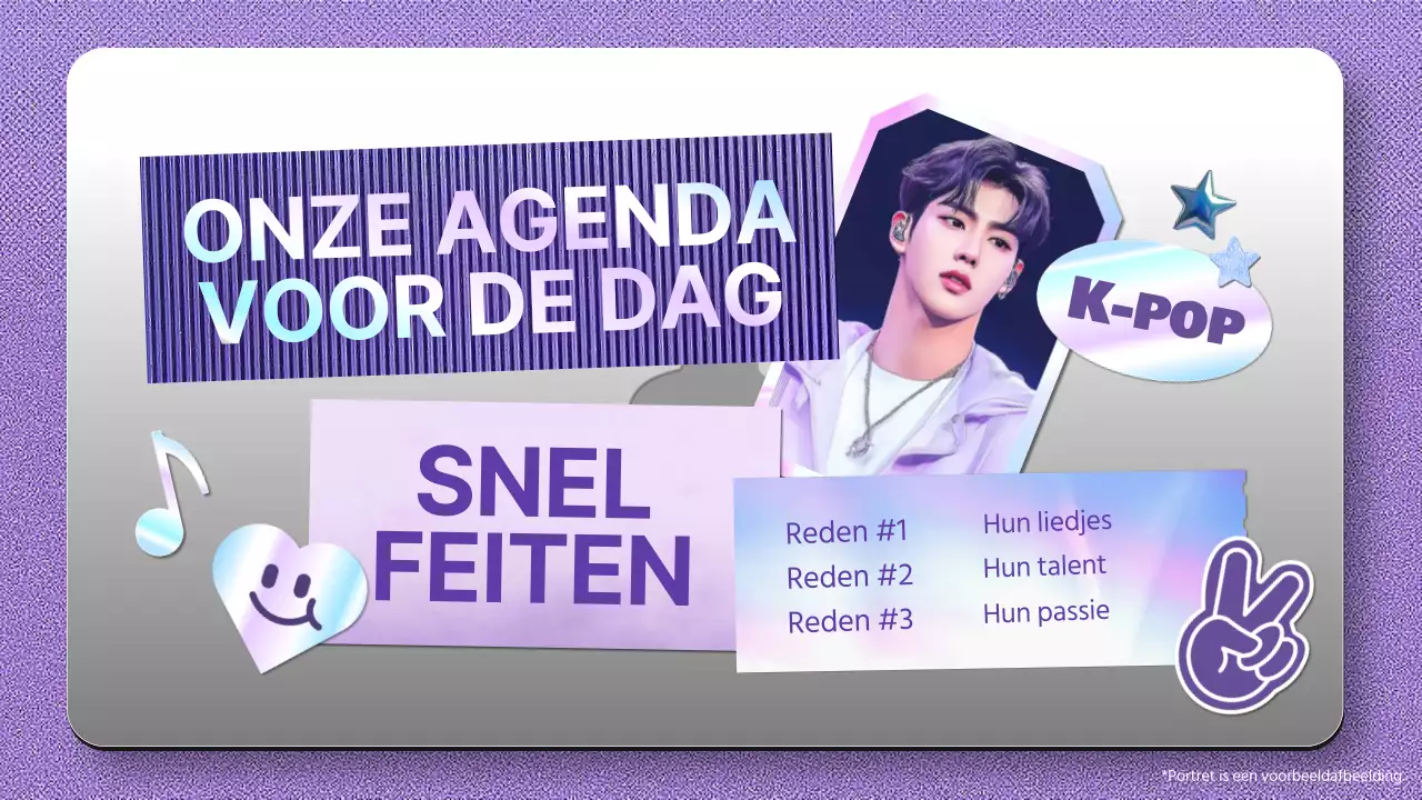 Paarse trendy K-pop idool informatie
