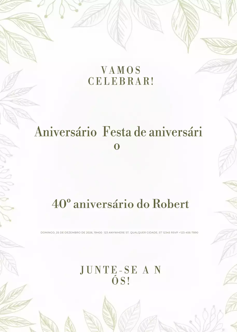 convite de aniversário elegante verde