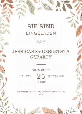 Beige Floral Geburtstagseinladung