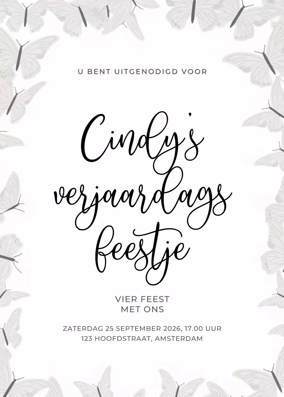 uitnodiging witte elegante verjaardag