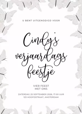 uitnodiging witte elegante verjaardag