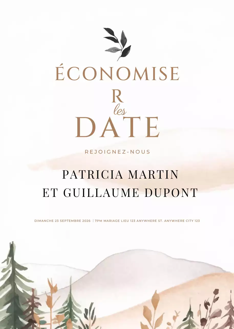 invitation de mariage rustique beige