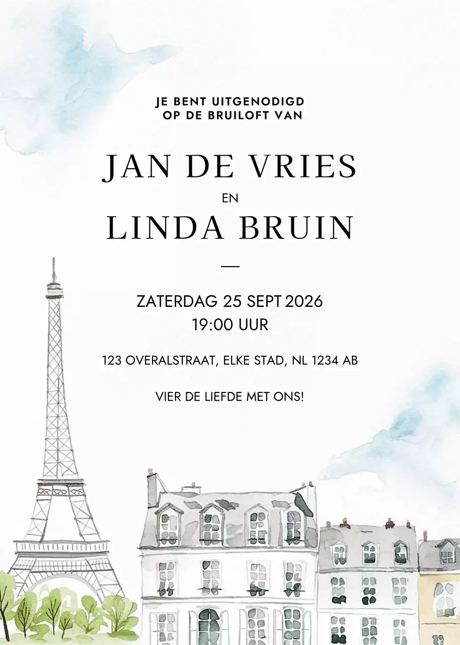 Witte elegante huwelijksuitnodiging