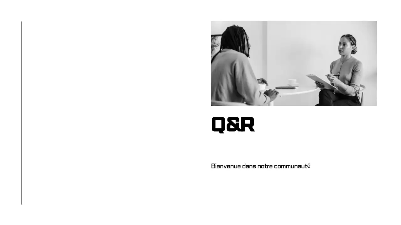 Présentations d'accueil des employés en noir et blanc