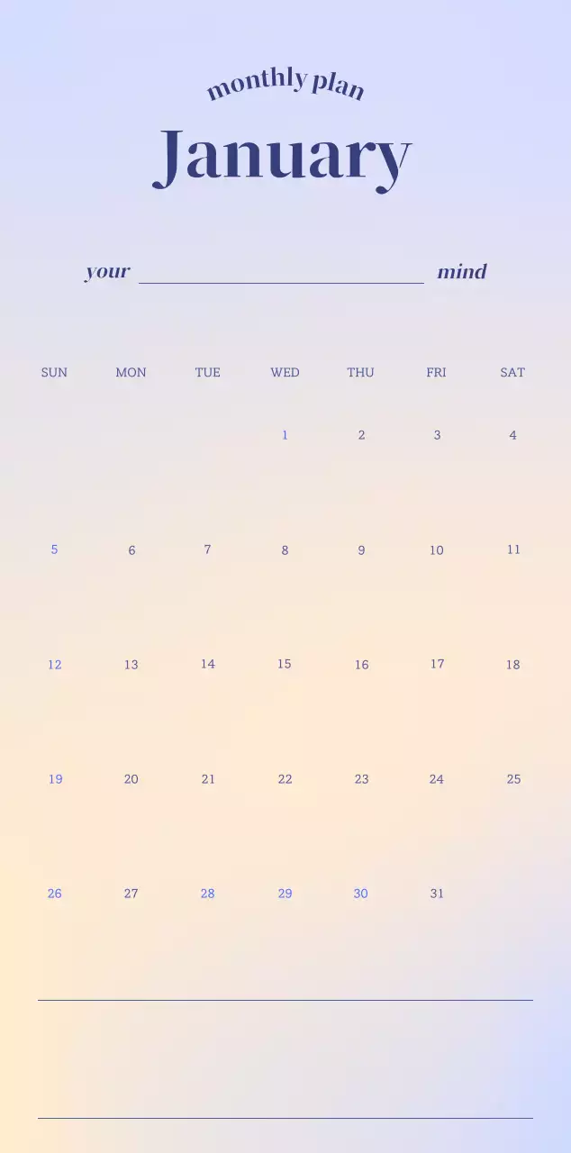 Gradient Minimalist Calendar