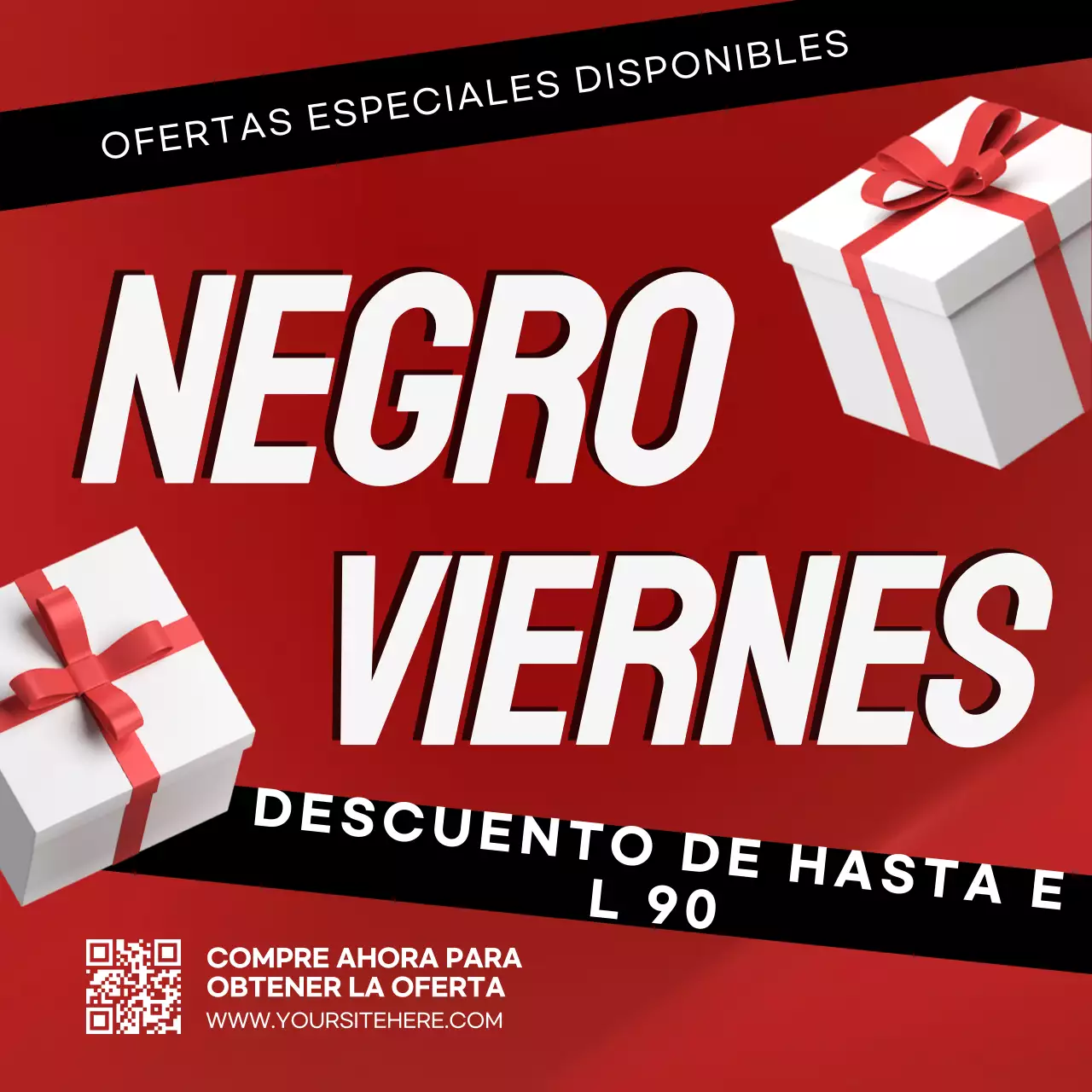 Red and White Bold Black Friday Promoción Instagram Post