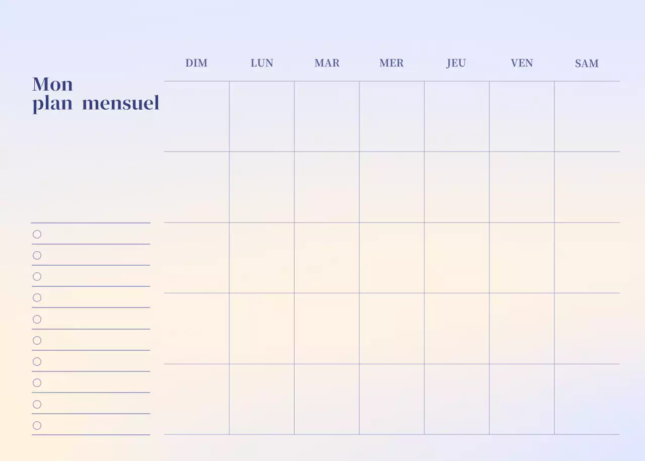 Calendrier minimaliste dégradé