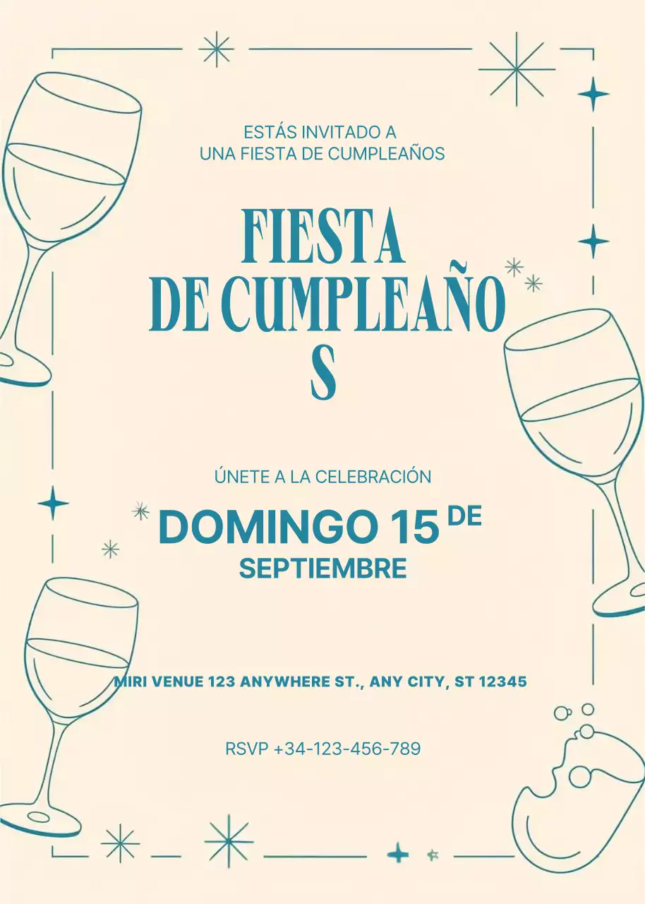Invitación de cumpleaños retro beige