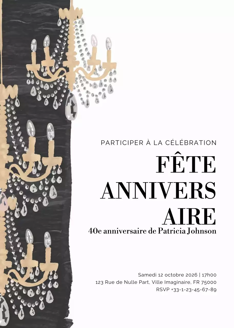 invitation d'anniversaire beige et élégante