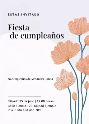 Invitación de cumpleaños floral beige