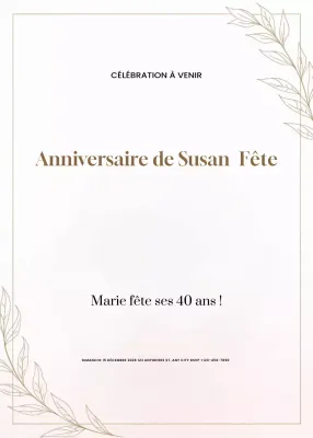 invitation d'anniversaire minimaliste beige
