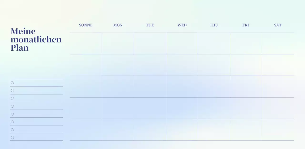 Minimalistischer Kalender mit Farbverlauf