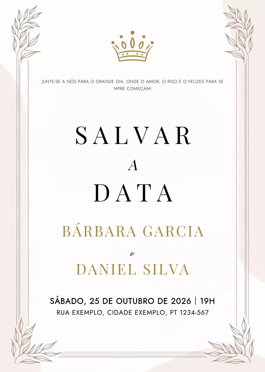 Convite de casamento bege e elegante