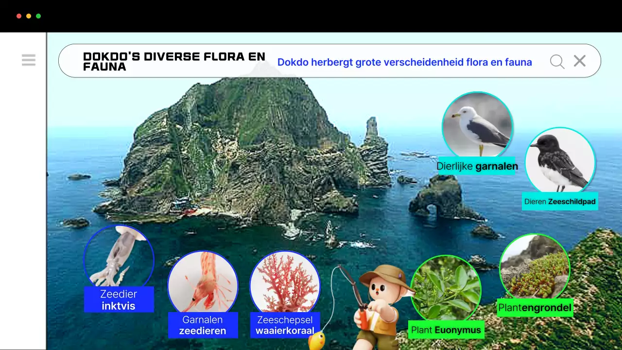 Bevorder eenvoudige verkenning van Dokdo in blauw
