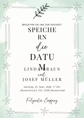 mint elegante Hochzeitseinladung