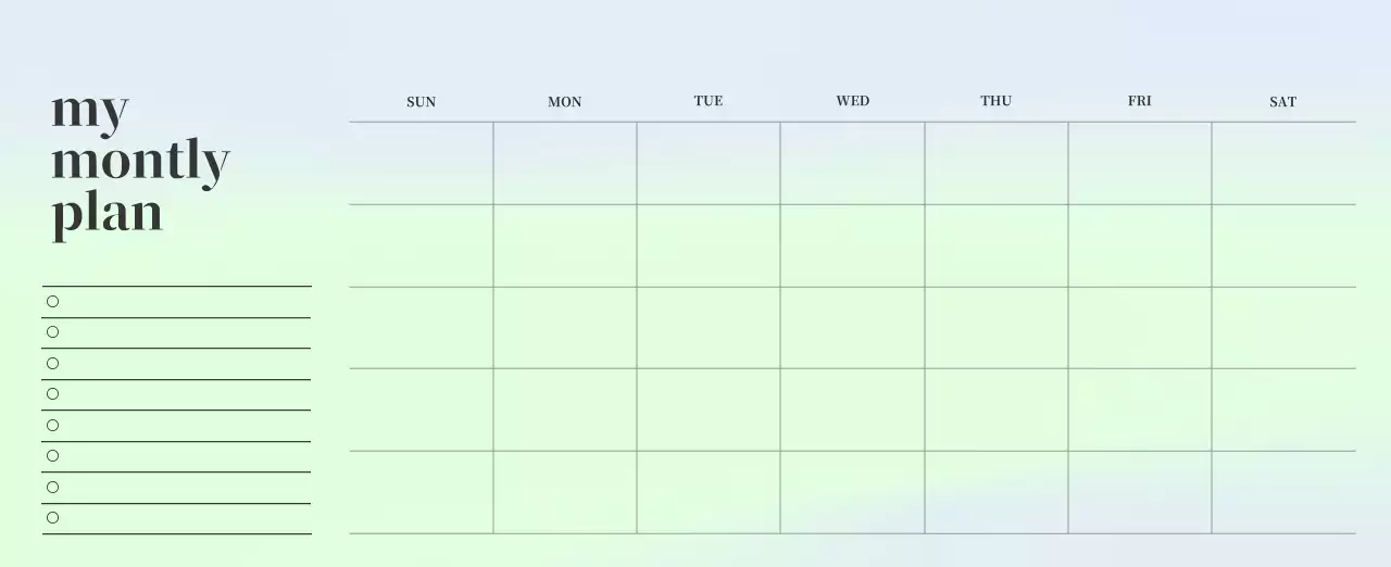 グラデーションミニマルカレンダーカレンダー