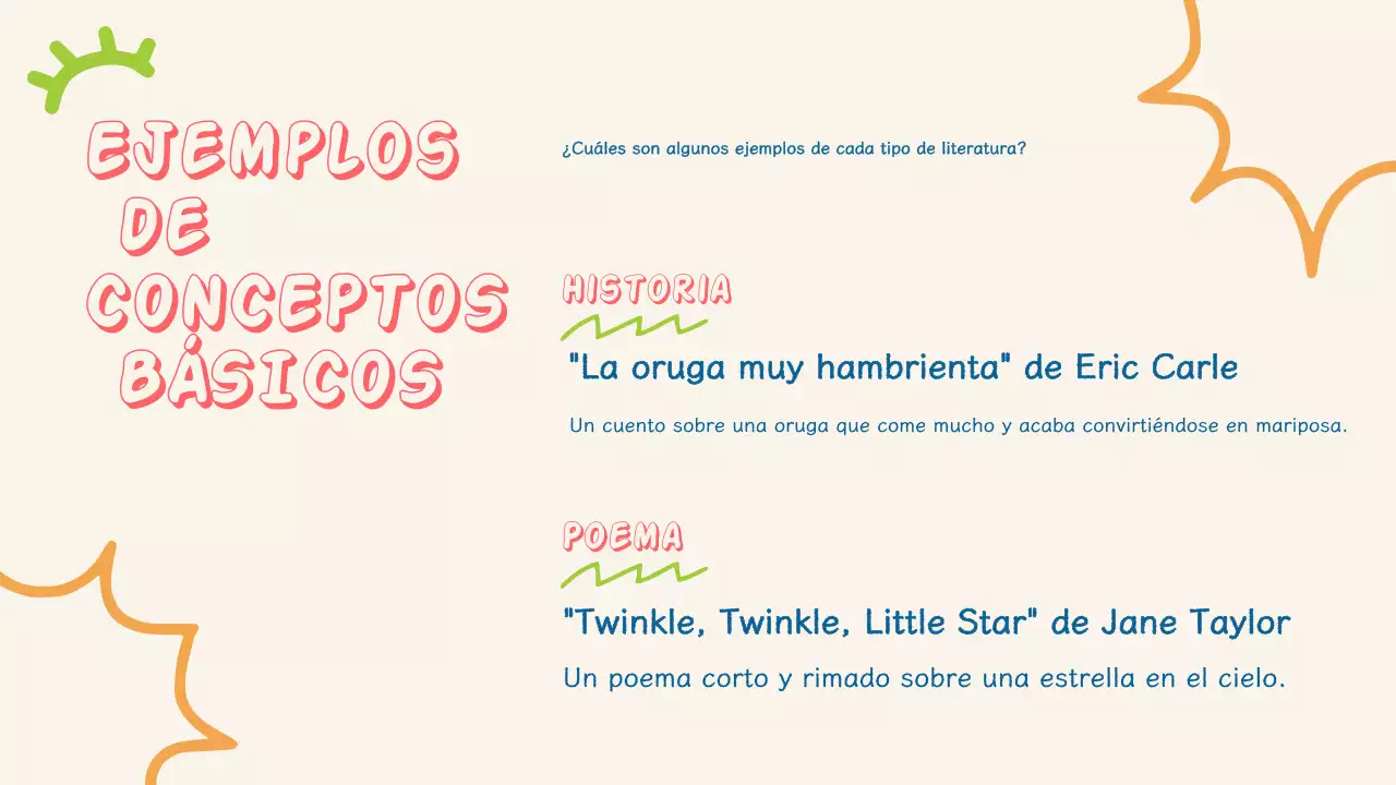 Presentación literaria sencilla y colorida para niños