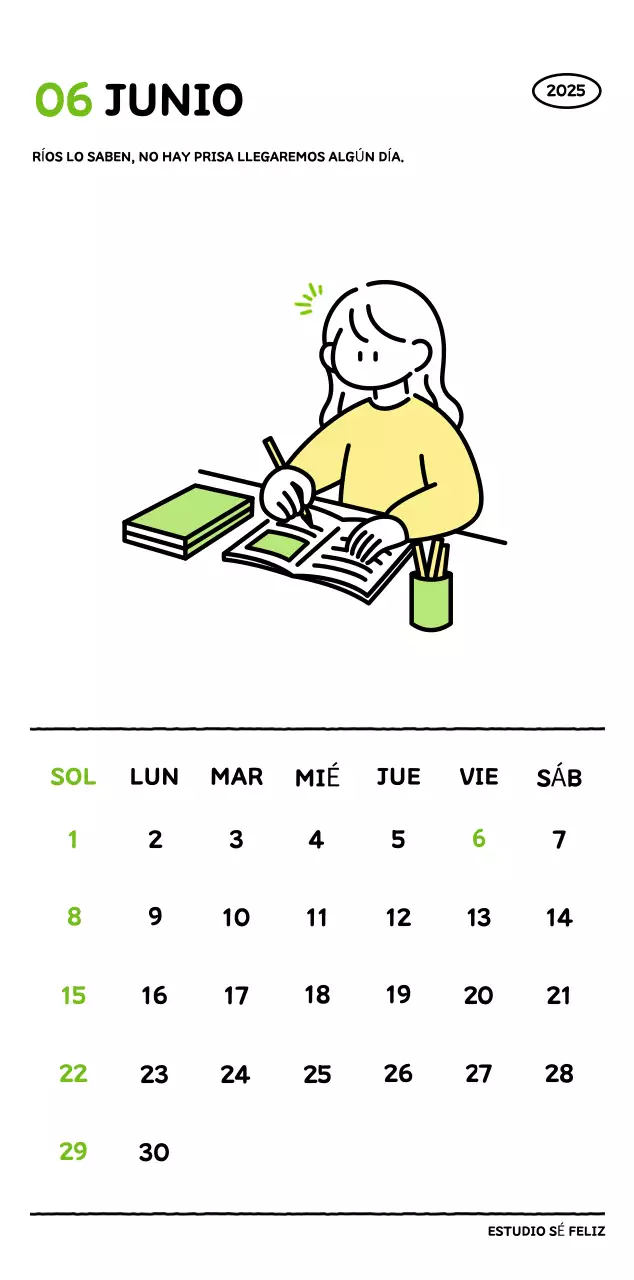 Calendario ilustrado con un bonito estilo de líneas