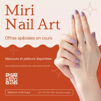 Orange et beige Minimalist Nail Art Promotion Instagram Post