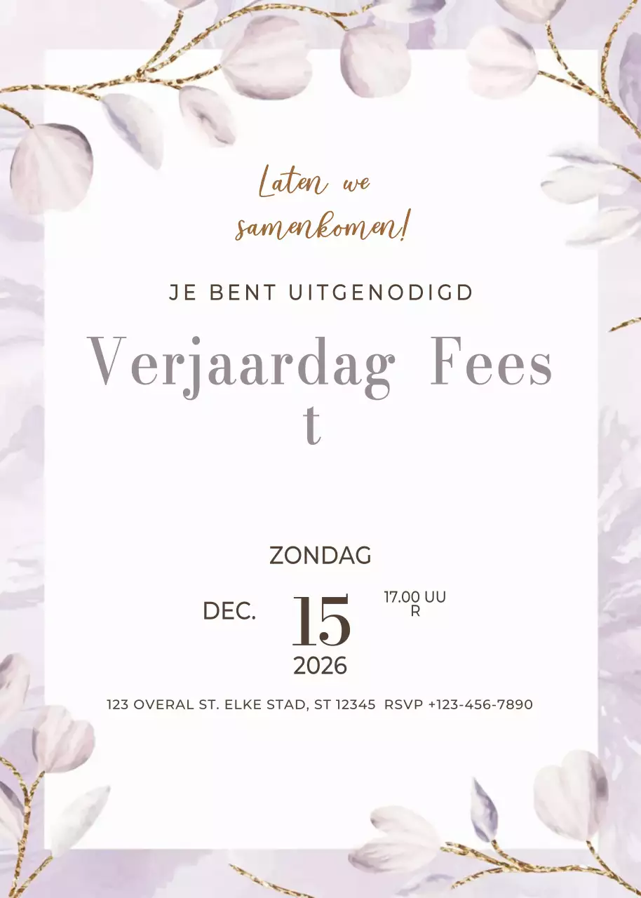beige elegante verjaardagsuitnodiging