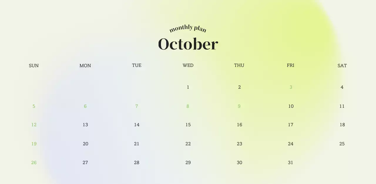 Gradient Minimalist Calendar