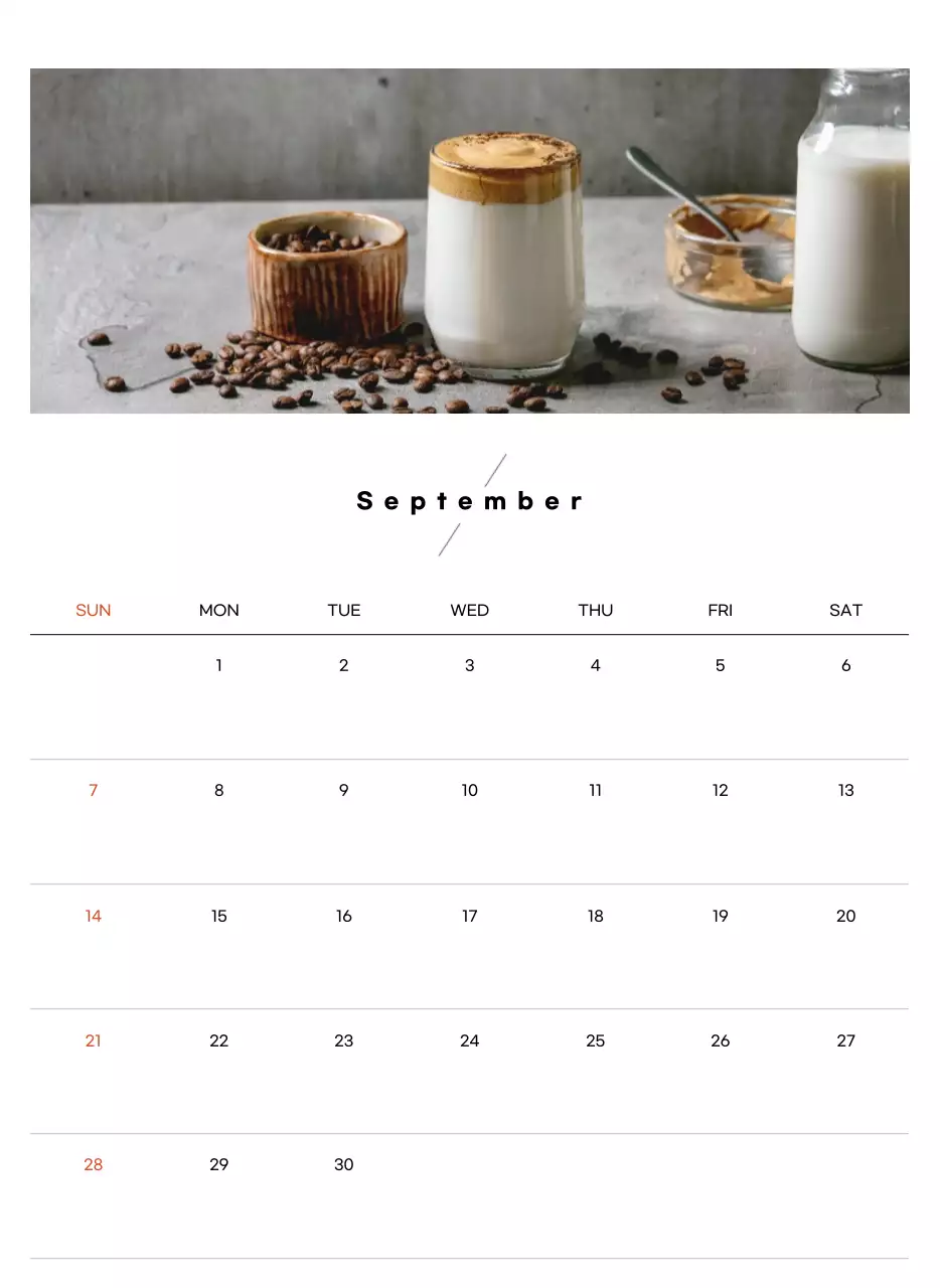 베이지 미니멀 카페 달력
