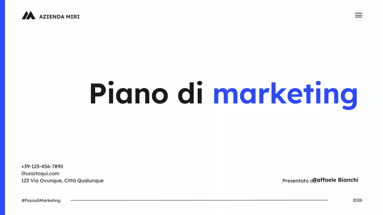 Presentazione del piano di marketing semplice blu
