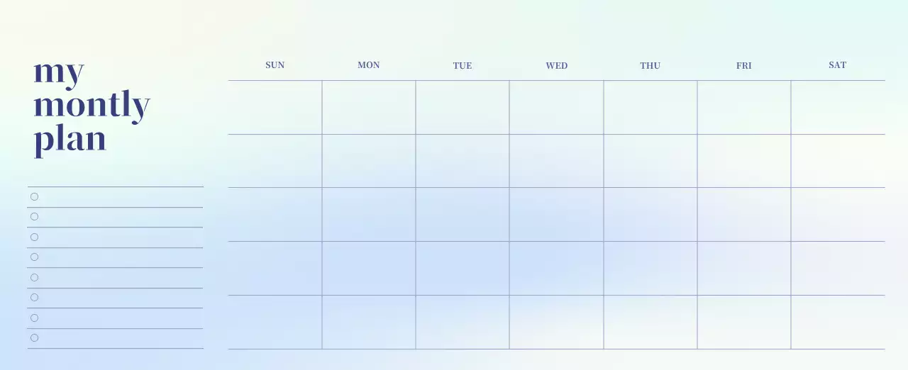 グラデーションミニマルカレンダーカレンダー