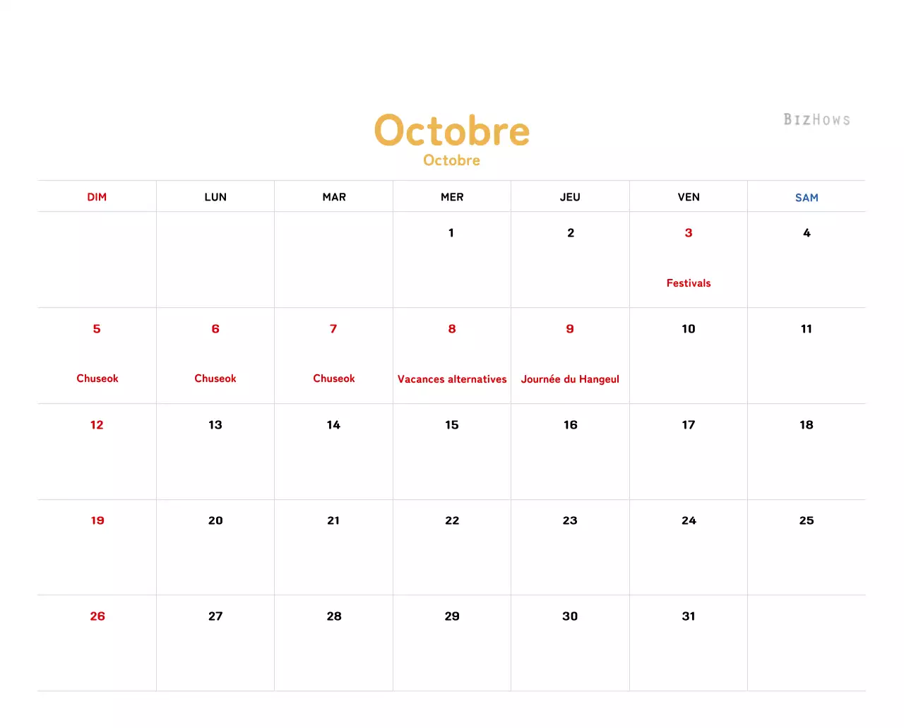 Calendrier du Nouvel An avec illustrations chaleureuses