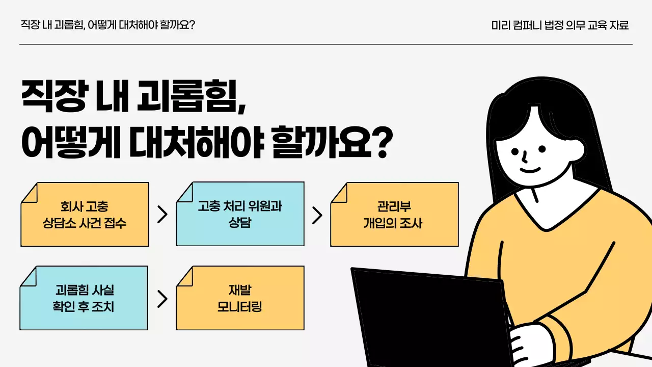 노랑과 하늘색의 직장내 괴롭힘 예방 교육자료