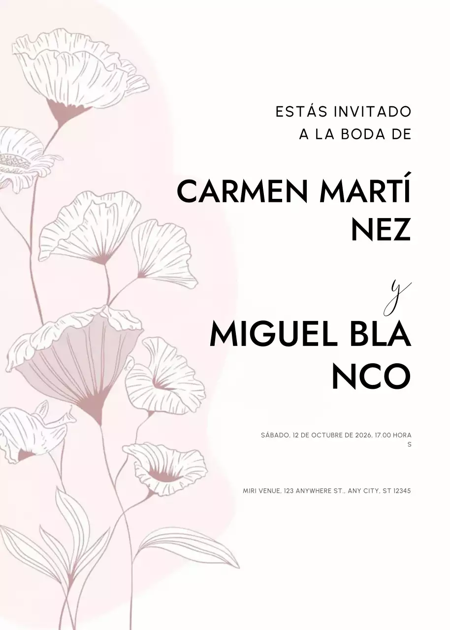 invitación de boda elegante rosa