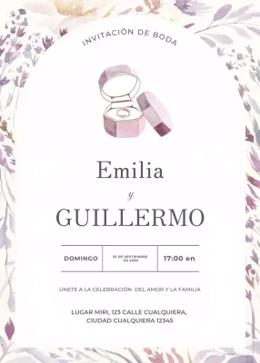 Invitación de boda violeta estilo elegante