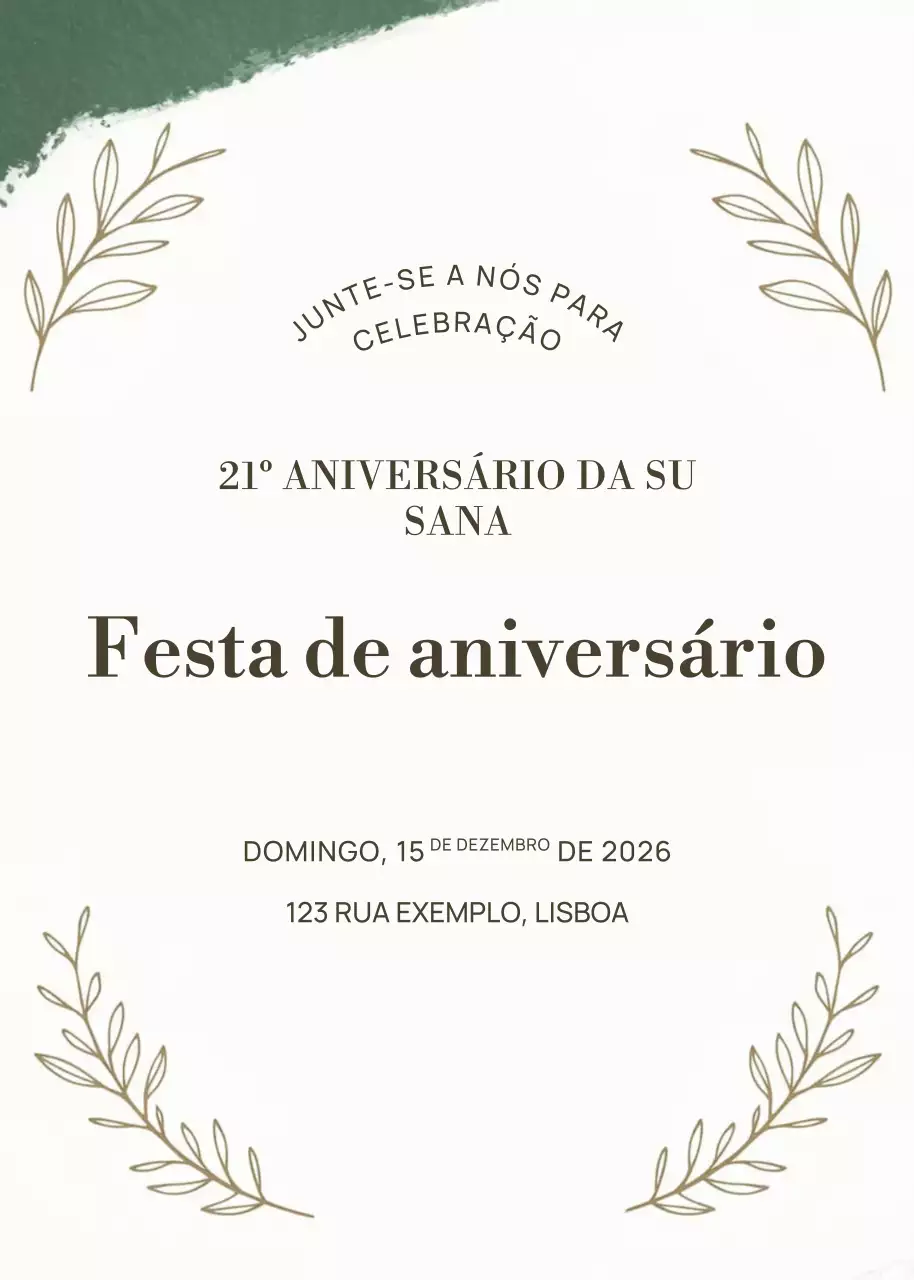 Convite de aniversário elegante verde