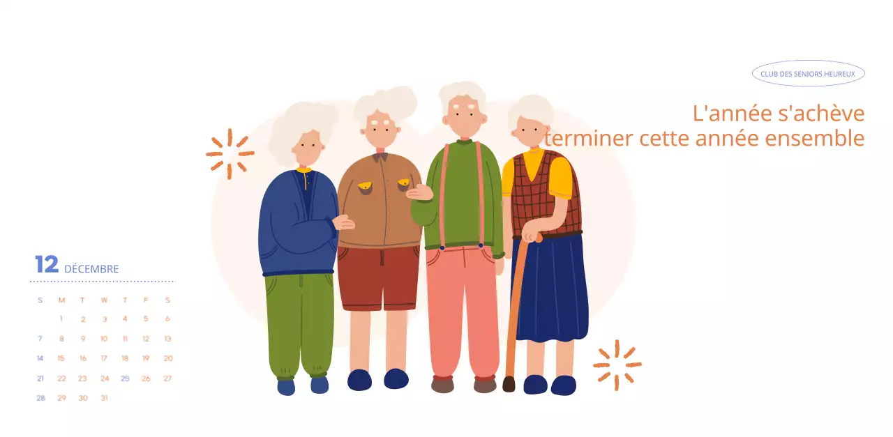 Calendrier d'entreprise avec de jolies illustrations