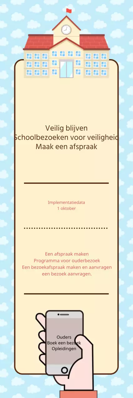 Lichtblauwe aankondiging schoolbezoek