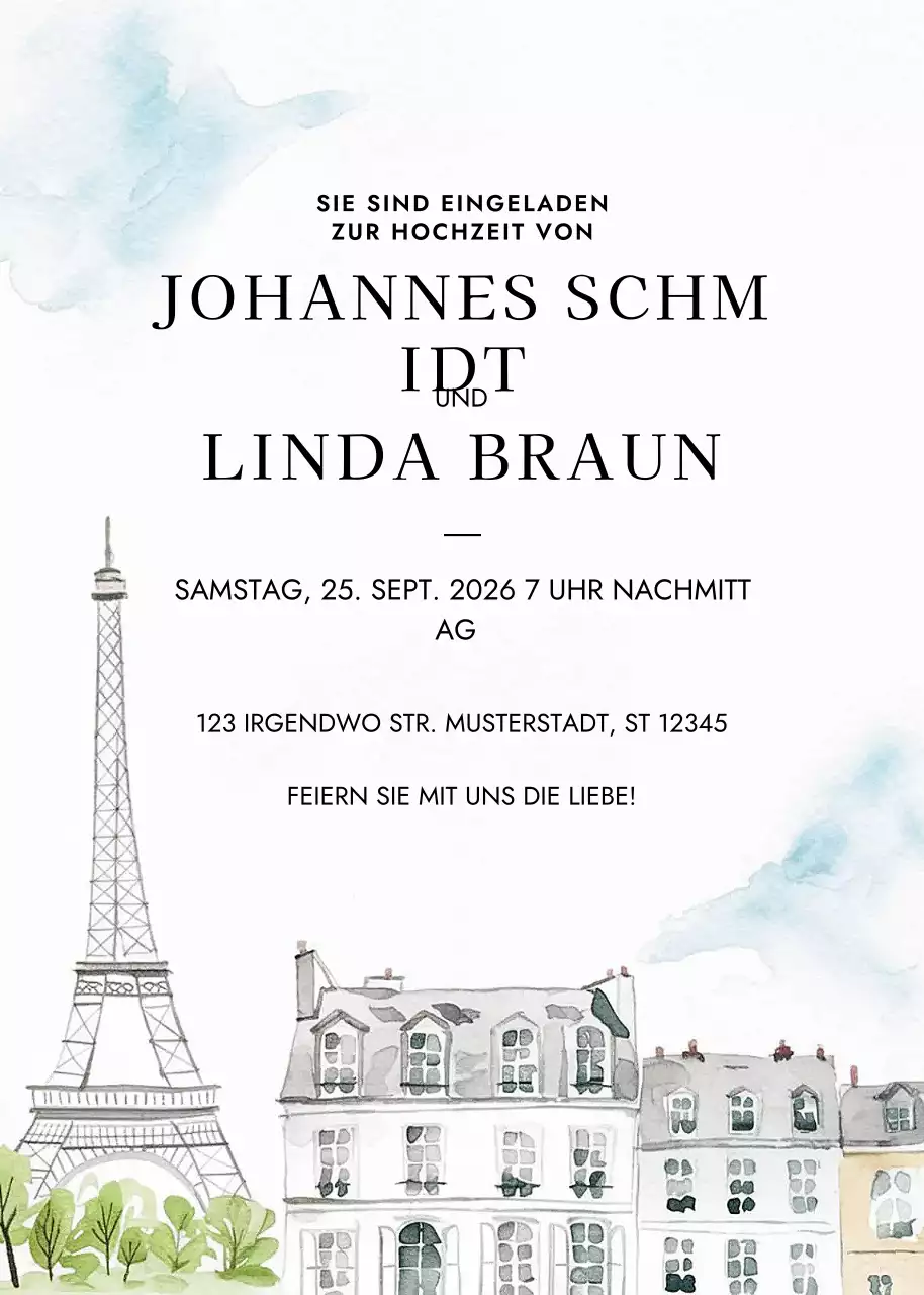 Weiß Elegante Hochzeitseinladung