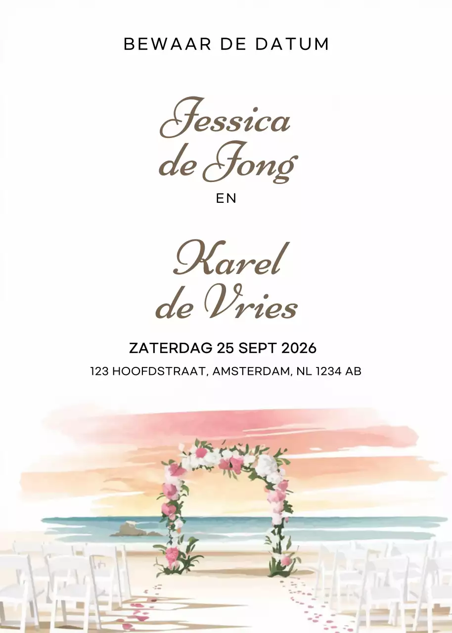 Witte elegante huwelijksuitnodiging