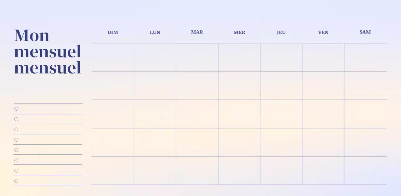 Calendrier minimaliste dégradé