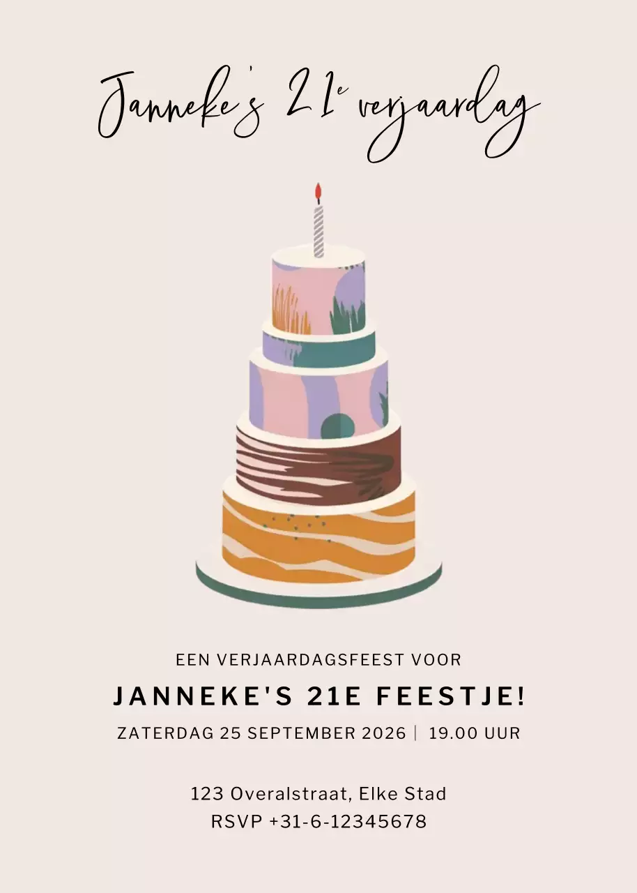 beige moderne verjaardagsuitnodiging