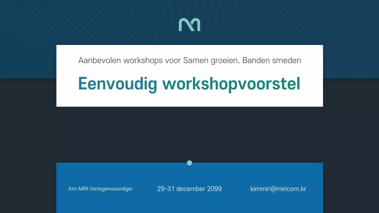 Een eenvoudig workshopvoorstel in blauw en groen