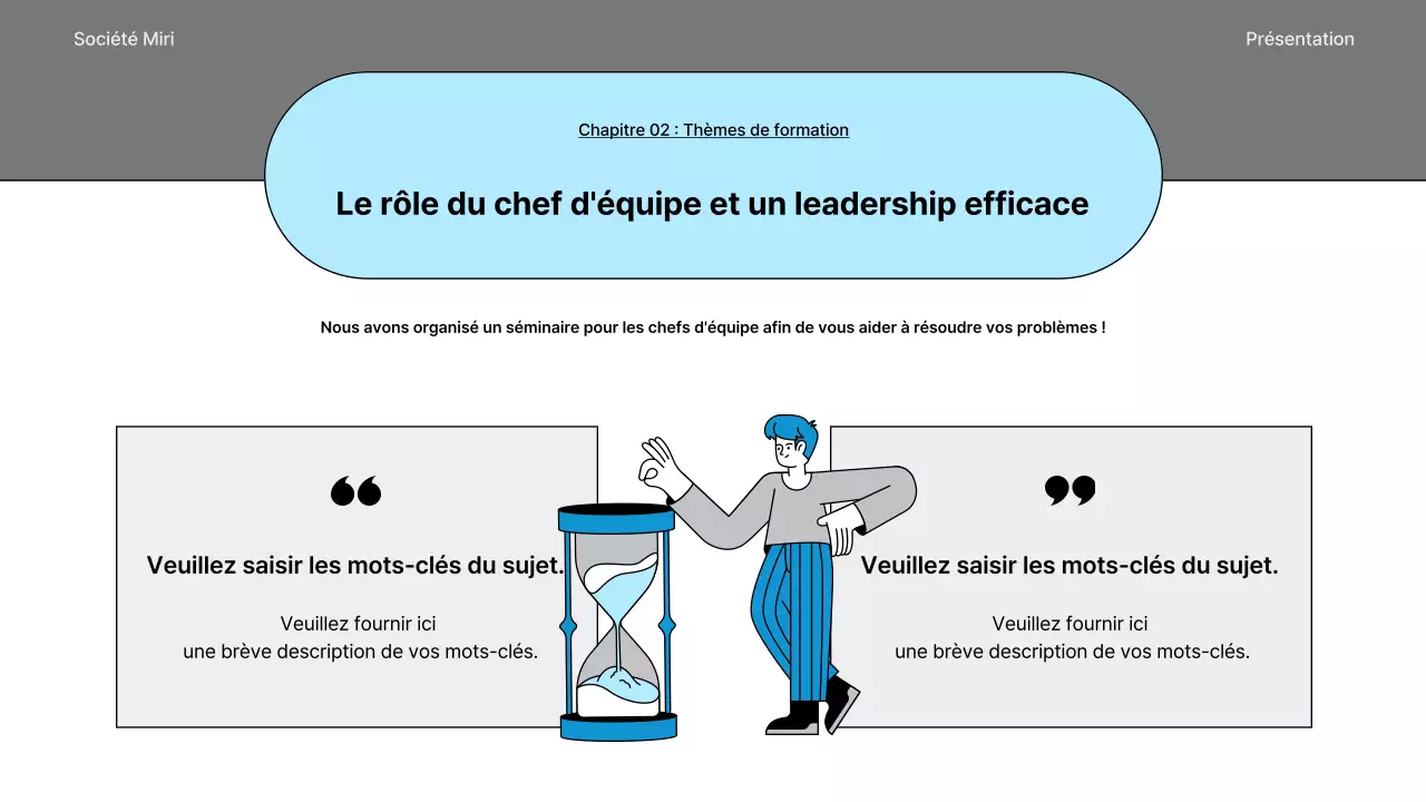 Un guide simple du séminaire interne en noir et bleu
