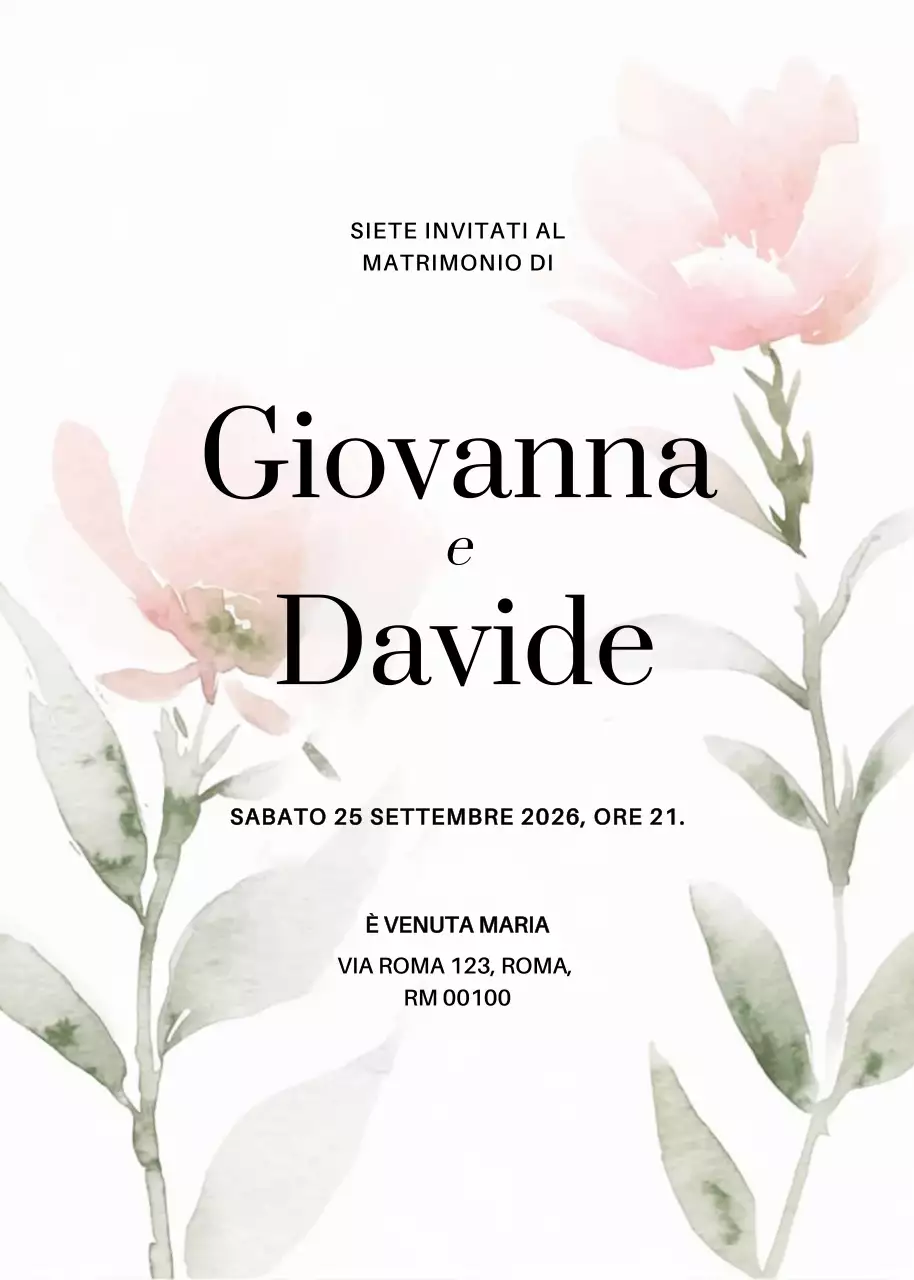 Invito a nozze elegante rosa