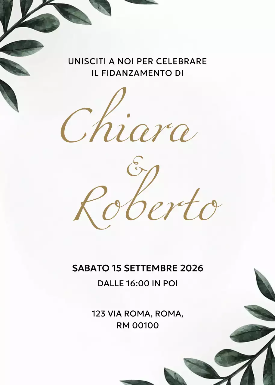 Invito di fidanzamento elegante bianco