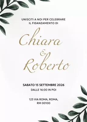 Invito di fidanzamento elegante bianco