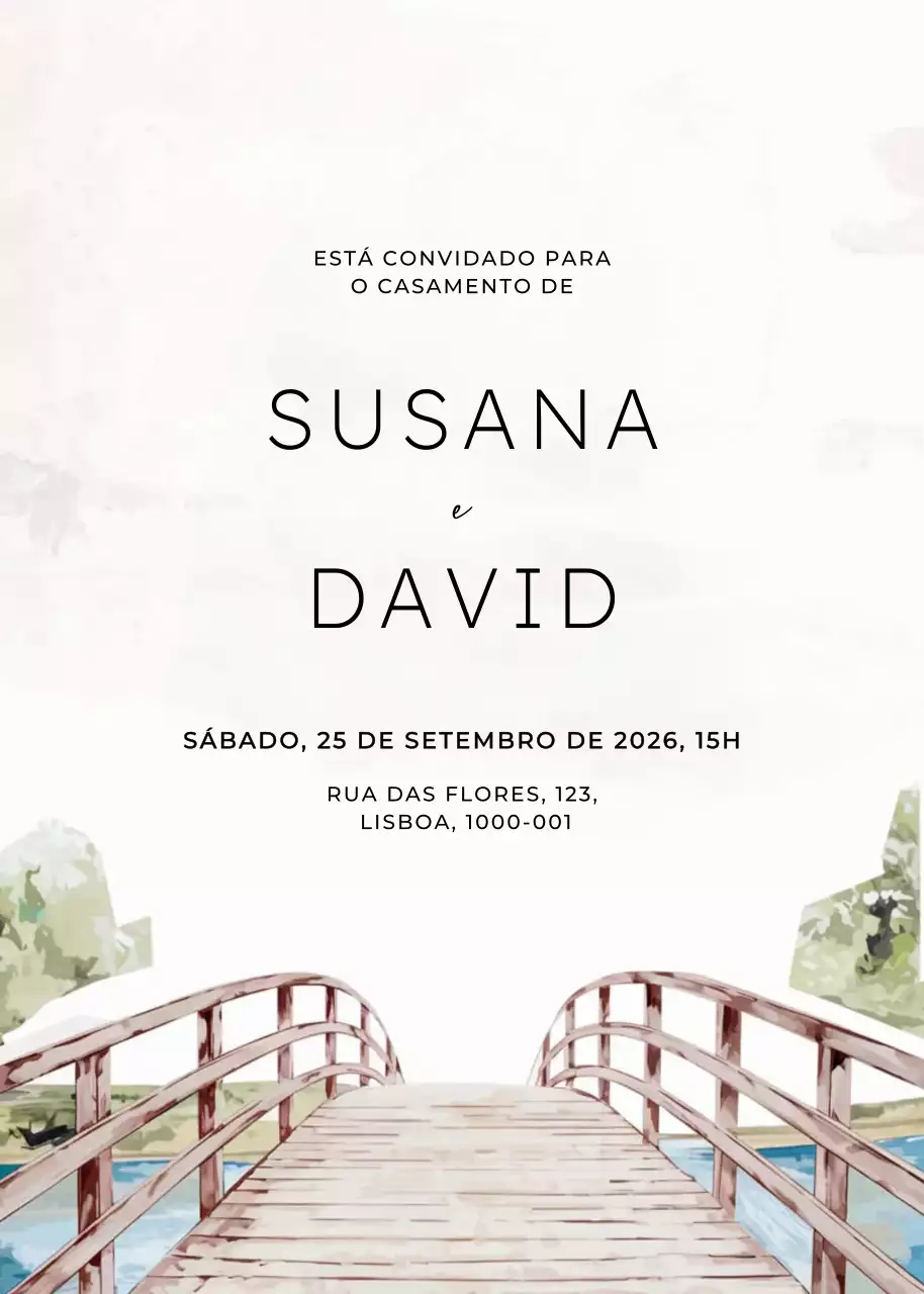 Convite de casamento minimalista branco