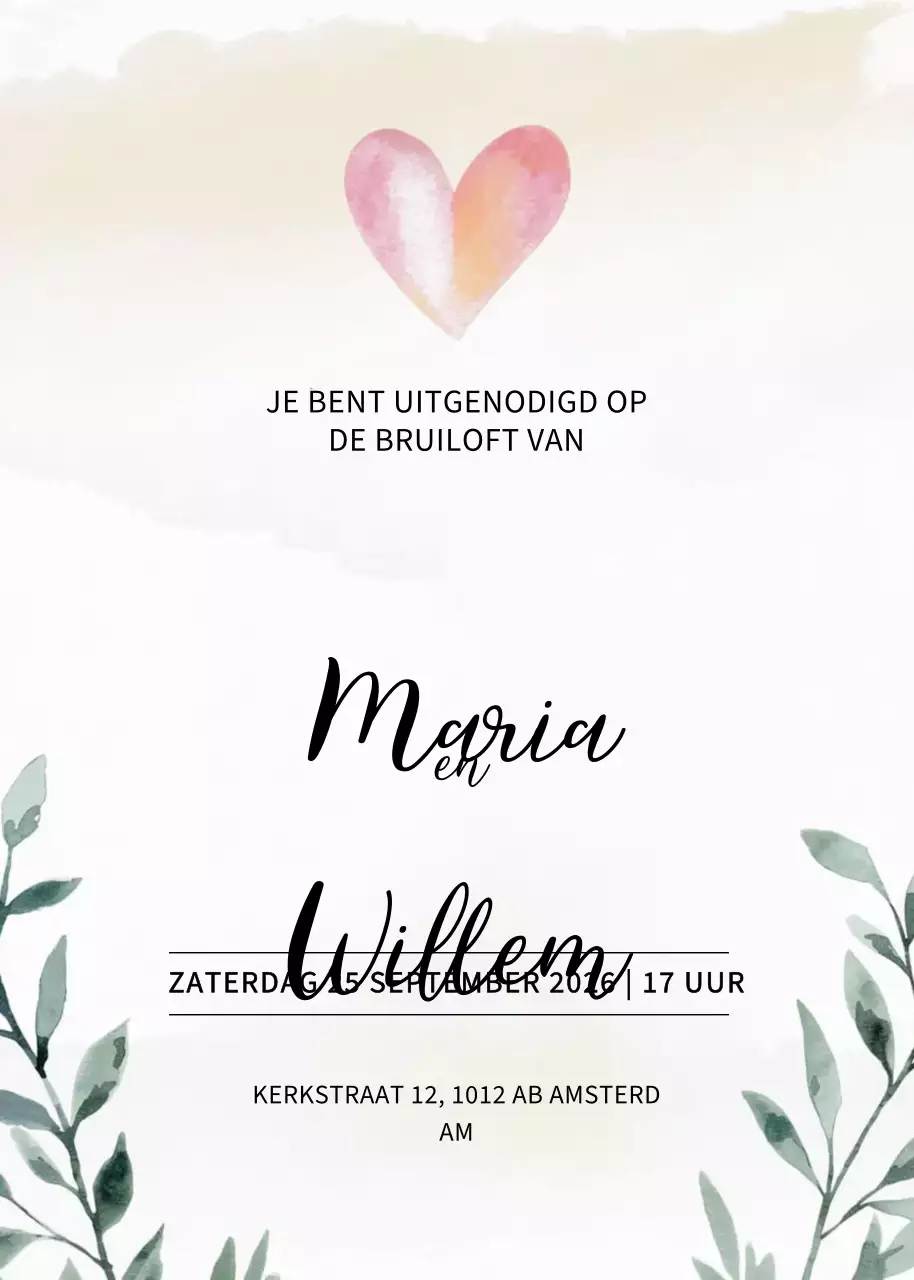 Beige elegante huwelijksuitnodiging