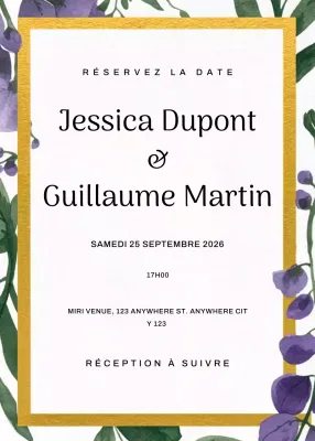 invitation de mariage élégante et dorée