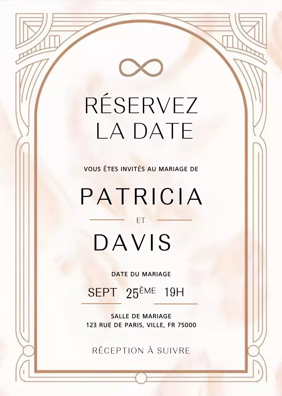 Invitation de mariage beige et élégante